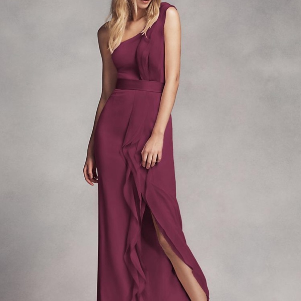 Vera Wang one shoulder maxi dress